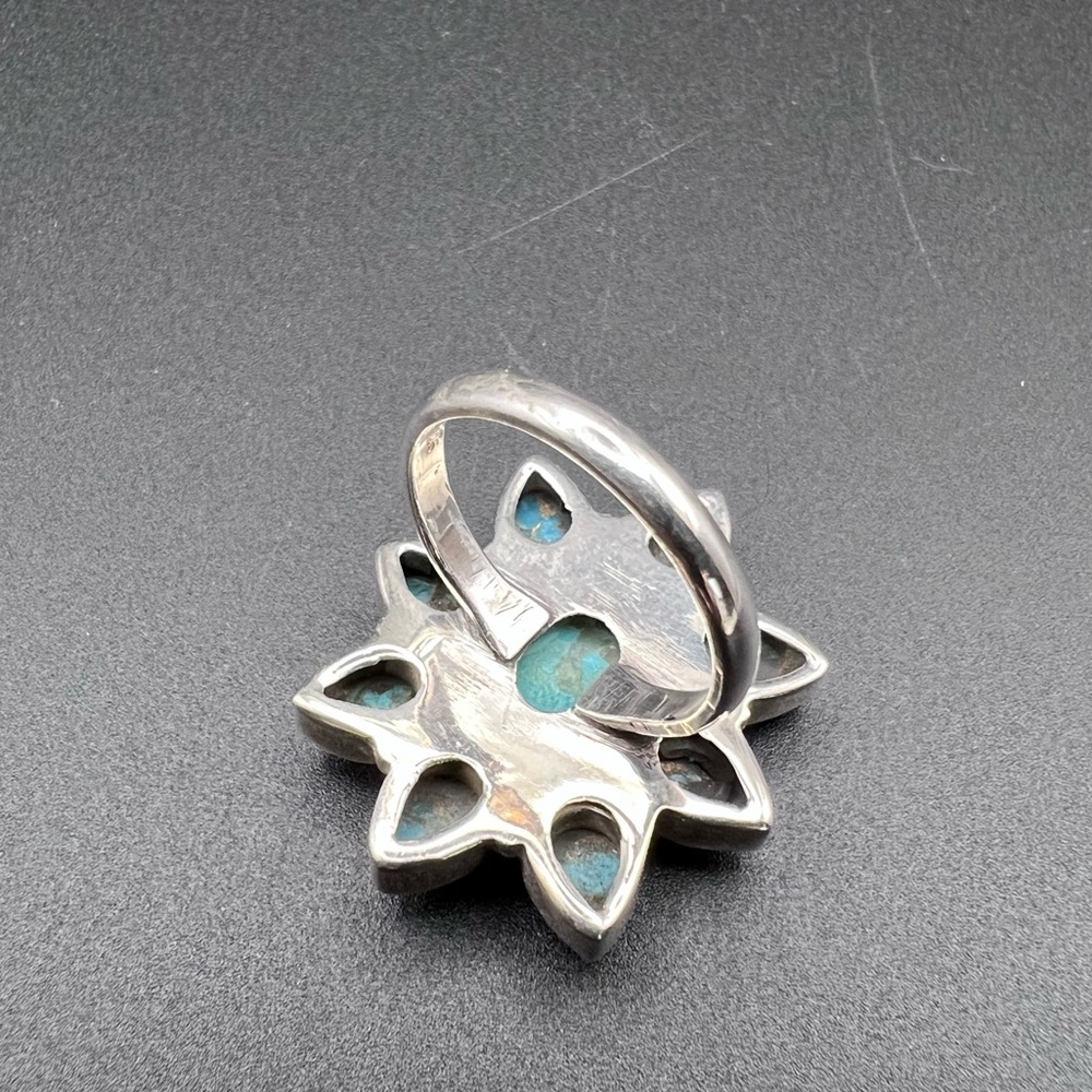 Sterling Silver Mojave Turquoise Flower Cluster Ring - Picture 5 of 5
